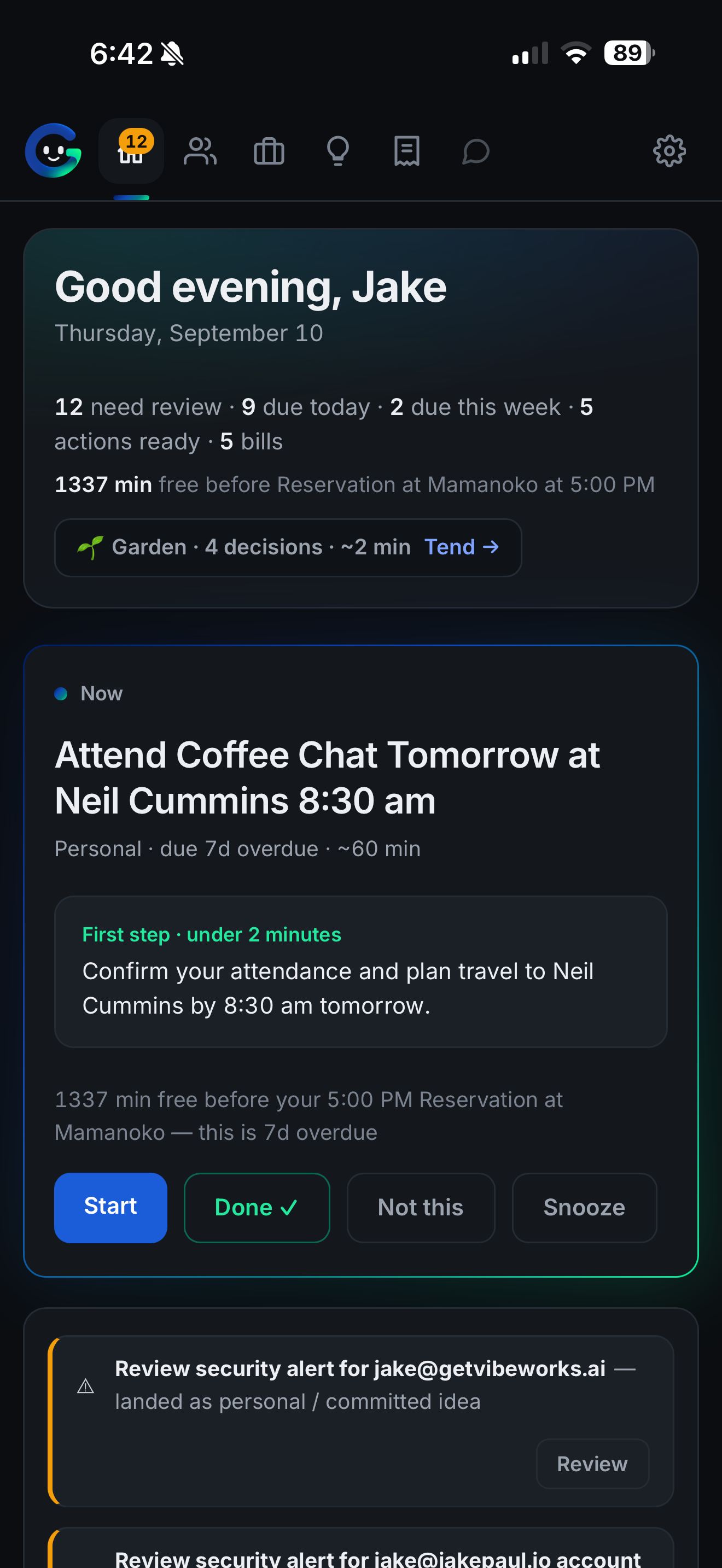 Daily action list